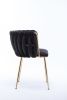 Dining Chair, Thickened fabric chairs with wood legs, Set of 2, Black