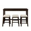 TOPMAX 4 Pieces Counter Height Table with Fabric Padded Stools, Rustic Bar Dining Set with Socket, Brown