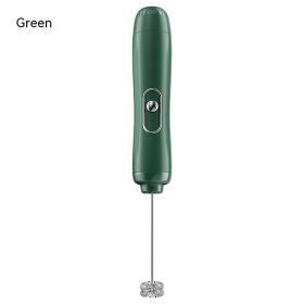 Household Small Electric Milk Frother Wireless Handheld Cream Egg Beater Semi-Automatic Coffee Mixer Milk Frother (Option: Green-Battery Version Single Gear)