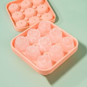 1pc; Frozen Ice Rose Mold; Food Grade Silicone Cork Block Ice Box Ice Cream Maker Household Grinder (Color: Pink)