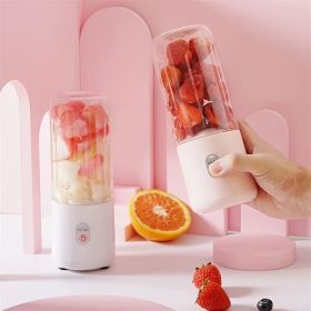 Electric Portable Juicer Household Usb Rechargeable Juice Machine Small Portable Juicer 500ml ABS Plastic 889 (Color: 6-leaf Blade-White)